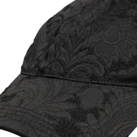 Dolce & Gabbana Black Floral Jacquard 6 Panels Baseball Cap