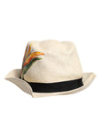 Dolce & Gabbana Beige Floral Print Straw Wide Brim Fedora Hat