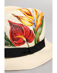 Dolce & Gabbana Beige Floral Print Straw Wide Brim Fedora Hat