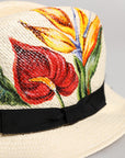 Dolce & Gabbana Beige Floral Print Straw Wide Brim Fedora Hat