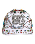 Dolce & Gabbana White Multicolor Crystal Embellish Baseball Cap