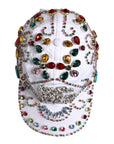 Dolce & Gabbana White Multicolor Crystal Embellish Baseball Cap