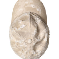 Dolce & Gabbana Beige Tattered Cotton 6 Panels Baseball Cap