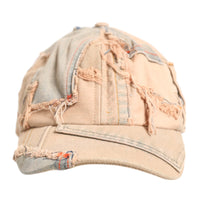 Dolce & Gabbana Beige Tattered Cotton 6 Panels Baseball Cap