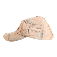 Dolce & Gabbana Beige Tattered Cotton 6 Panels Baseball Cap