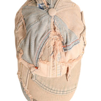 Dolce & Gabbana Beige Tattered Cotton 6 Panels Baseball Cap