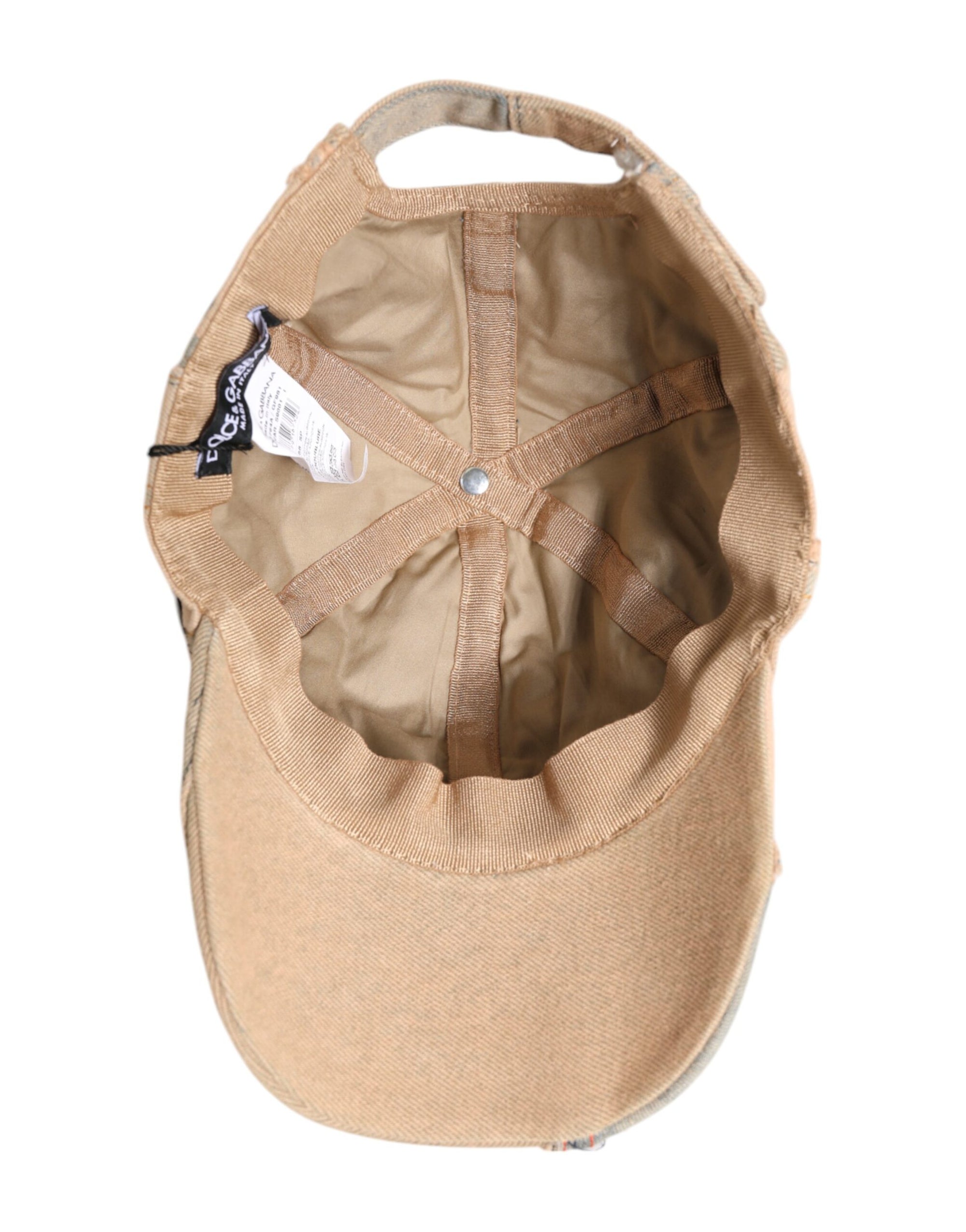 Dolce & Gabbana Beige Tattered Cotton 6 Panels Baseball Cap