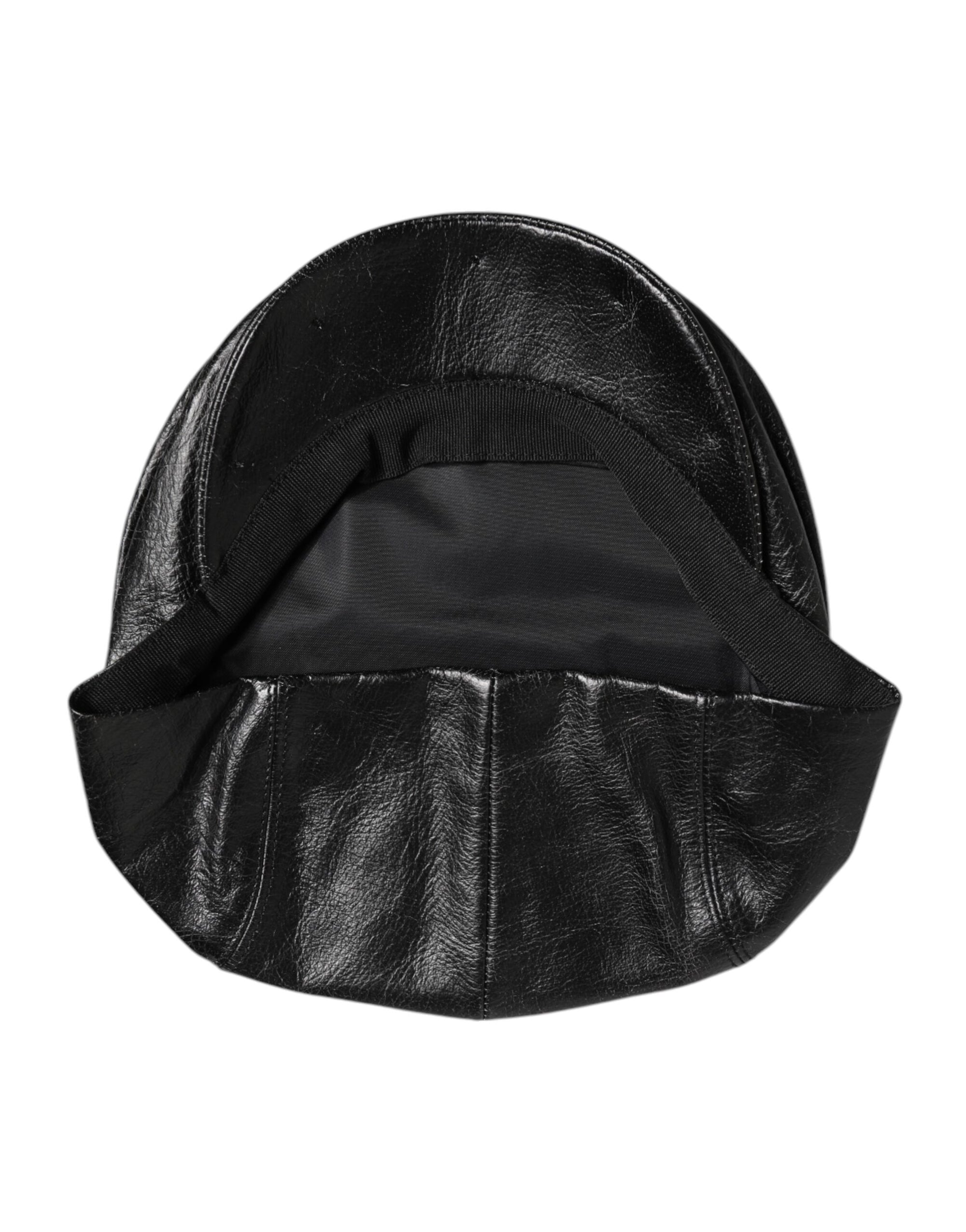 Dolce & Gabbana Black Calf Newsboy Capello Cabbie Hat