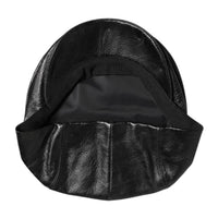 Dolce & Gabbana Black Calf Newsboy Capello Cabbie Hat
