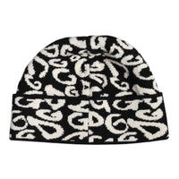 Dolce & Gabbana Black White Wool Knitted Winter Beanie Hat