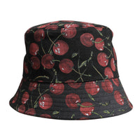 Dolce & Gabbana Black Cotton Printed Wide Brim Bucket Hat