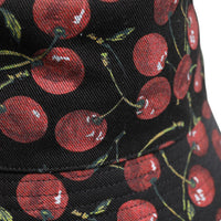 Dolce & Gabbana Black Cotton Printed Wide Brim Bucket Hat