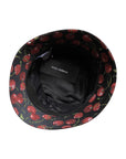 Dolce & Gabbana Black Cotton Printed Wide Brim Bucket Hat