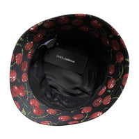 Dolce & Gabbana Black Cotton Printed Wide Brim Bucket Hat