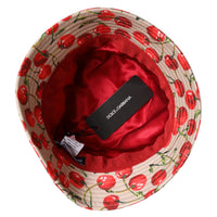 Dolce & Gabbana Beige Cotton Printed Wide Brim Bucket Hat