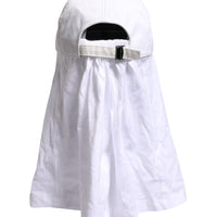 Dolce & Gabbana White Cotton DG Logo Plaque Baseball Balaclava Cap