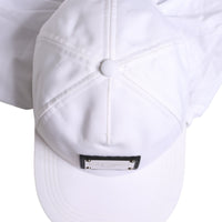 Dolce & Gabbana White Cotton DG Logo Plaque Baseball Balaclava Cap