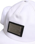 Dolce & Gabbana White Cotton DG Logo Plaque Baseball Balaclava Cap