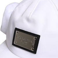 Dolce & Gabbana White Cotton DG Logo Plaque Baseball Balaclava Cap