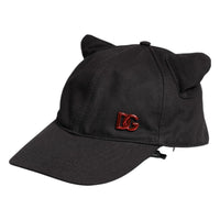 Dolce & Gabbana Black Cotton Logo Patch 6 Panels Baseball Cap