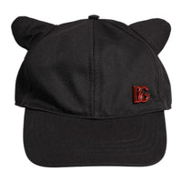 Dolce & Gabbana Black Cotton Logo Patch 6 Panels Baseball Cap