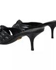 Dolce & Gabbana Black Python Leather Heels Slides Shoes