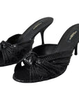 Dolce & Gabbana Black Python Leather Heels Slides Shoes