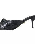 Dolce & Gabbana Black Python Leather Heels Slides Shoes