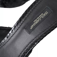 Dolce & Gabbana Black Python Leather Heels Slides Shoes