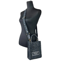 Versace Athena Barocco Mini Top Handle Tote Crossbody Bag Black