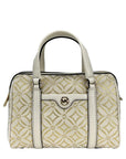 Michael Kors Travel Small Pebbled Leather Duffle Crossbody Handbag Pale Gold Multi