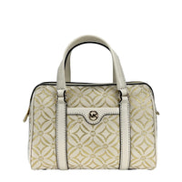 Michael Kors Travel Small Pebbled Leather Duffle Crossbody Handbag Pale Gold Multi
