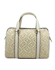 Michael Kors Travel Small Pebbled Leather Duffle Crossbody Handbag Pale Gold Multi