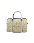 Michael Kors Travel Small Pebbled Leather Duffle Crossbody Handbag Pale Gold Multi