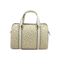 Michael Kors Travel Small Pebbled Leather Duffle Crossbody Handbag Pale Gold Multi