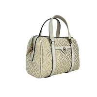 Michael Kors Travel Small Pebbled Leather Duffle Crossbody Handbag Pale Gold Multi