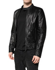 Dolce & Gabbana Black Sheep Leather Biker Full Zip Jacket