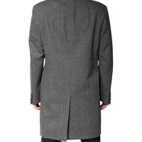 Dolce & Gabbana Gray Wool Single Breasted Trench Coat Jacket