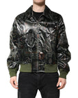 Dolce & Gabbana Green DG Logo Print Bomber Full Zip Jacket