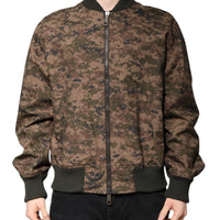 Dolce & Gabbana Brown Camouflage Bomber Full Zip Jacket