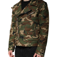 Dolce & Gabbana Multicolor Camouflage Nylon Biker Jacket