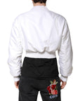 Dolce & Gabbana White Nylon Full Zip Cropped Bomber Jacket
