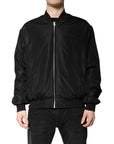 Dolce & Gabbana Black Long Sleeves Full Zip Bomber Jacket