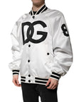 Dolce & Gabbana White DG Logo Polyester Jersey Bomber Jacket