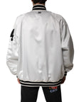 Dolce & Gabbana White DG Logo Polyester Jersey Bomber Jacket