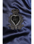 Dolce & Gabbana Blue Nylon DG Crown Full Zip Bomber Jacket