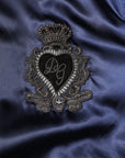 Dolce & Gabbana Blue Nylon DG Crown Full Zip Bomber Jacket