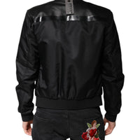 Dolce & Gabbana Black Lambskin Leather Biker Full Zip Jacket