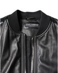 Dolce & Gabbana Black Lambskin Leather Biker Full Zip Jacket
