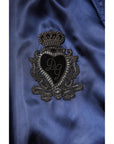 Dolce & Gabbana Blue Nylon DG Crown Full Zip Bomber Jacket